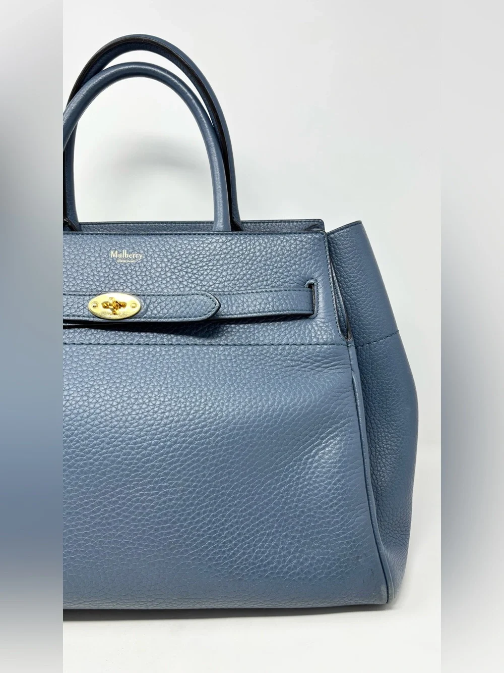 Mulberry Belted Bayswater Tote Slate Blue Leather Tote Bag Meghan Markle